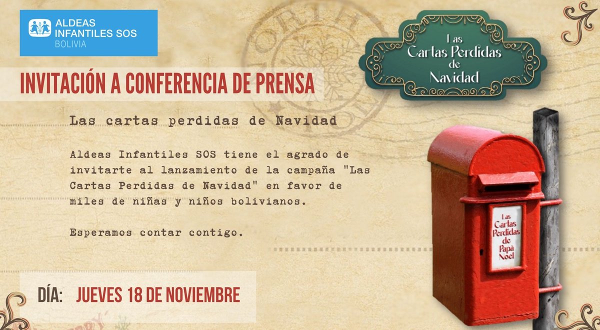 AldeasBolivia's tweet photo. Nos vemos mañana
La Paz: Hotel Presidente Salón República piso5 
Oruro: Agencia Boliviana de Correos
Sucre: Capital Plaza Hotel Salón los Arcángeles
Tarija: Plaza Principal Luis de Fuentes y Vargas
Cochabamba: Auditorio de la Cámara de Industria y Comercio
Que empiece la #Navidad https://t.co/HGBXZKM6ki