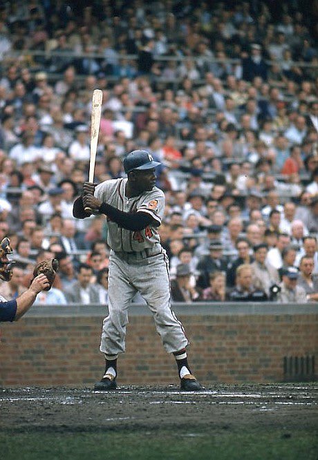 nut_history's tweet photo. Henry Aaron at Wrigley Field https://t.co/7aKEkv2YOz