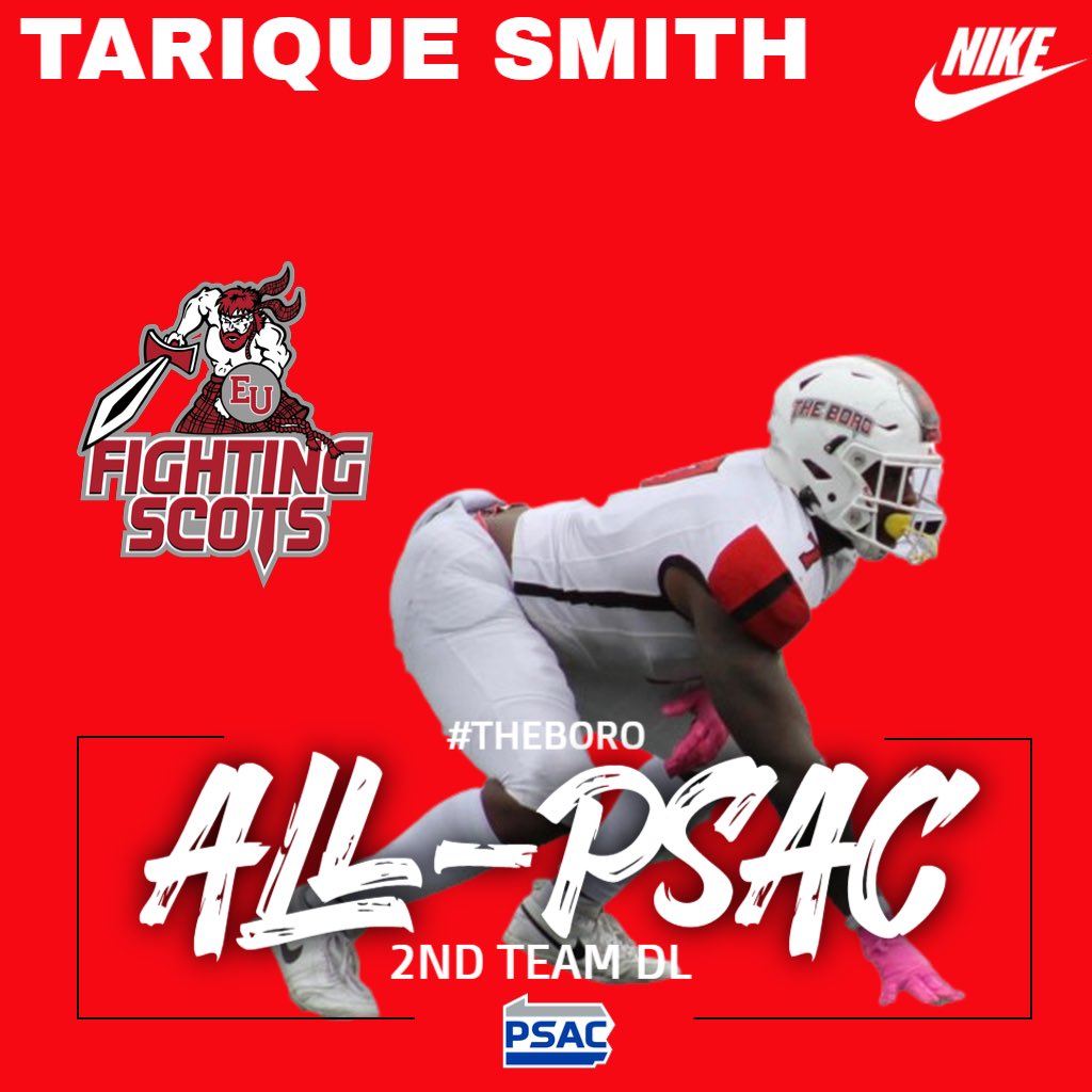 Congratulations to Senior, Tarique Smith, on being named 2nd Team All-Conference Defensive Line! 

#THEBORO 🔴🗡🛡⚪️
