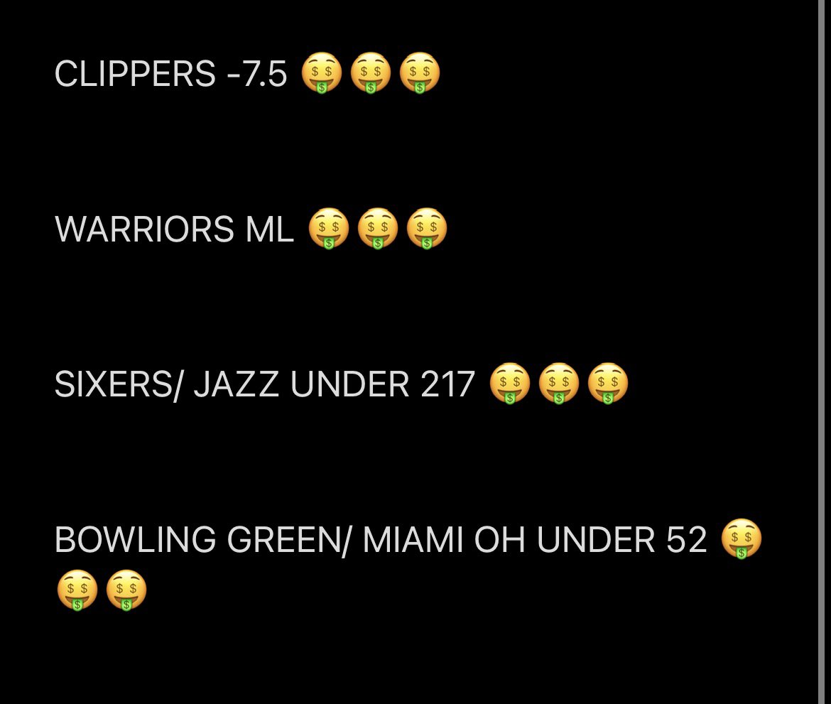 ROBTHEBOOKIES_'s tweet photo. VIP MEMBERS MADE BANK LAST NIGHT!!!🤑🤑🤑

GOT ANOTHER BIG NIGHT AHEAD!!

DM US TO HOP ON✊🏻✊🏻

#gambling #betting #CollegeBasketball #nfl #vegas #winning #MONEY https://t.co/o3uOvYCGzK