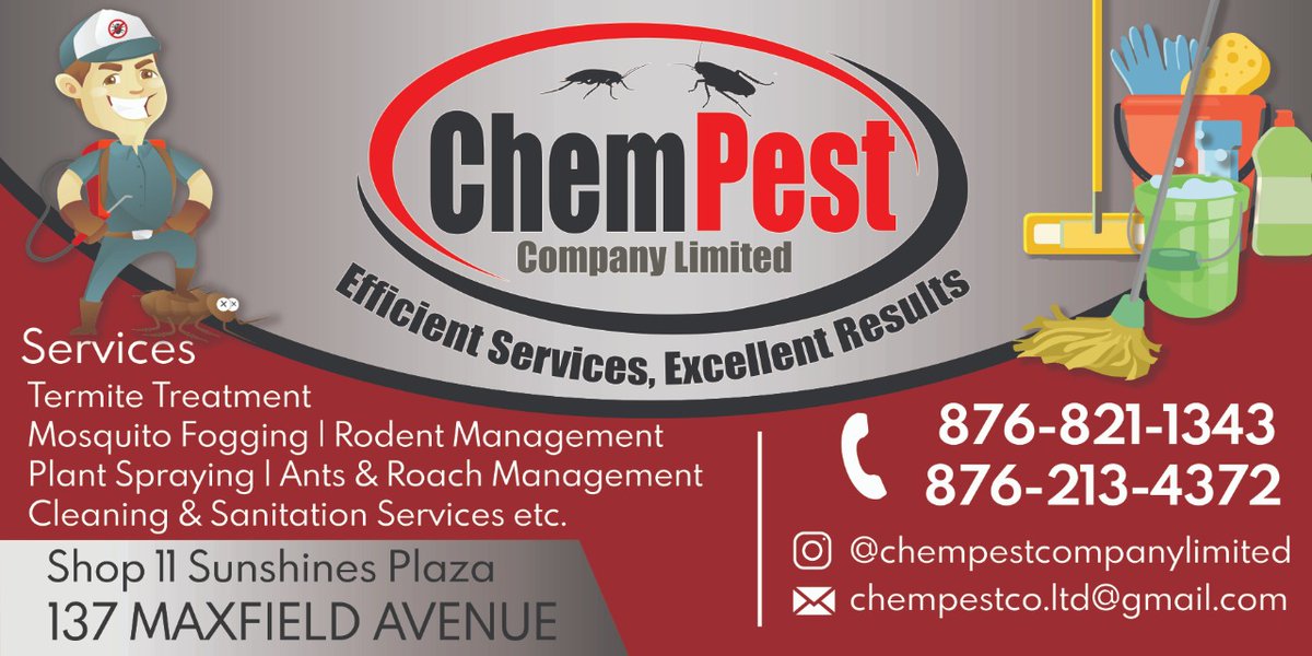 ChemPest2000's tweet photo. As a reputed Jamaican service provider, we offer high quality Pest Control and Cleaning services for both homes and businesses in the region. Call or WhatsApp us to schedule your treatment or Inspection for Free! https://t.co/Ta3VmAJV6C