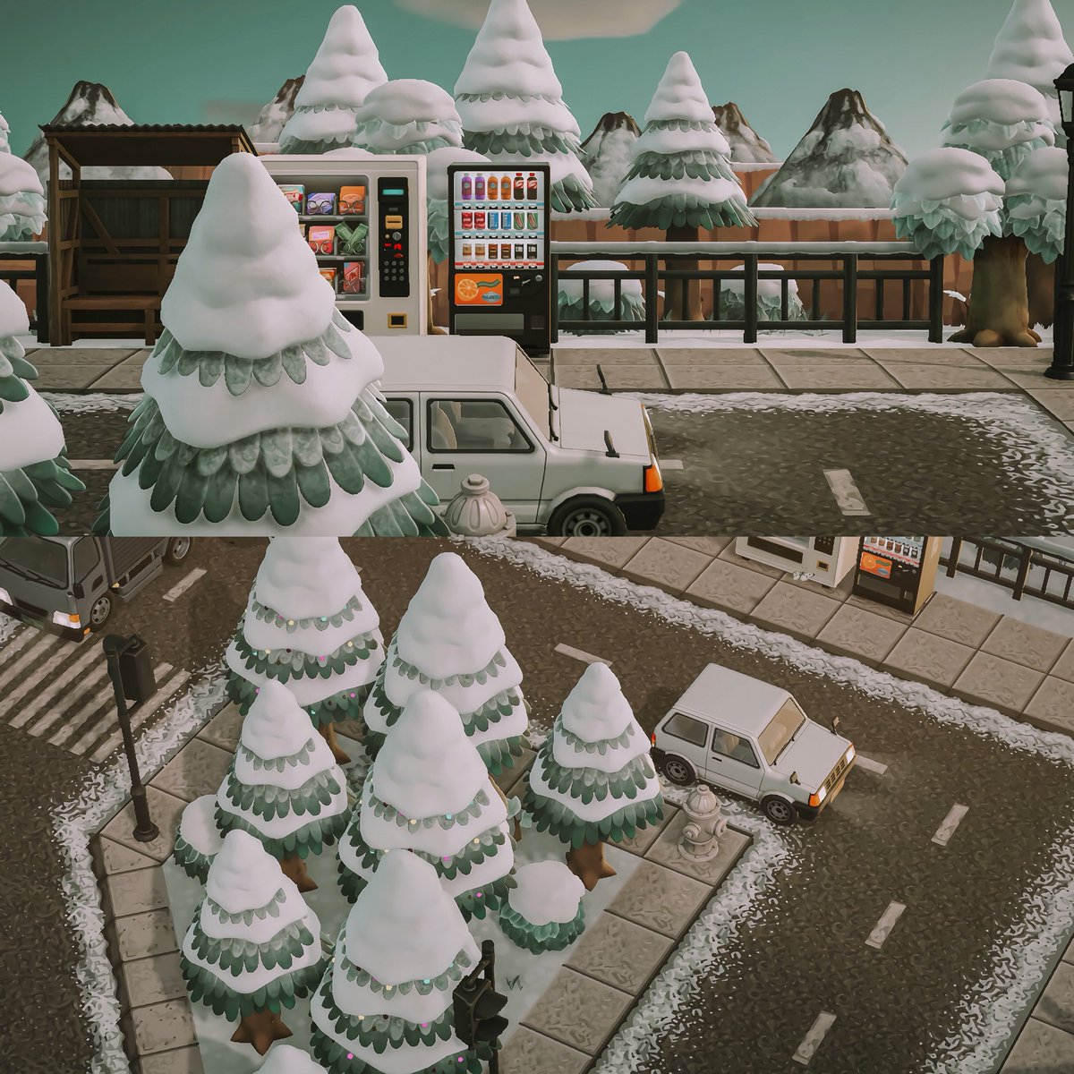 acnhpeachbay's tweet photo. Winter in the mountains 🏔

The return of the road, but this time make it ✨ Christmassy ✨ 

Road design by Colin.crossing on Instagram 

#ACNH #AnimalCrossing https://t.co/X1JhxrbFdx