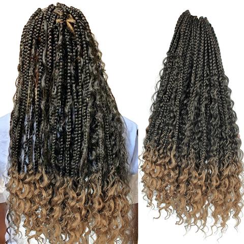 Our hot selling product: YxCheris Bohemian Synthetic Crochet Ombre Braiding Hair With Curly Ends Box Braids Hair Extensions , see at absolute-instyle-wigs.myshopify.com/products/yxche…