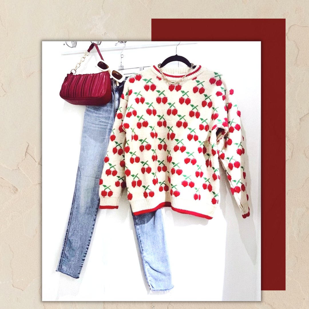 shophobnob's tweet photo. Sweater + denim combo is a classic look. Shop our cherry sweater right now at https://t.co/dUz0U1hEu8.
.
.
.
.
#cherrysweater #dresses #fashion #dress #style #onlineshopping #fashionblogger #fashionista #ootd #womensfashion #dresslover #whatowear #like #hobnobboutique https://t.co/dAyQFGbH4L