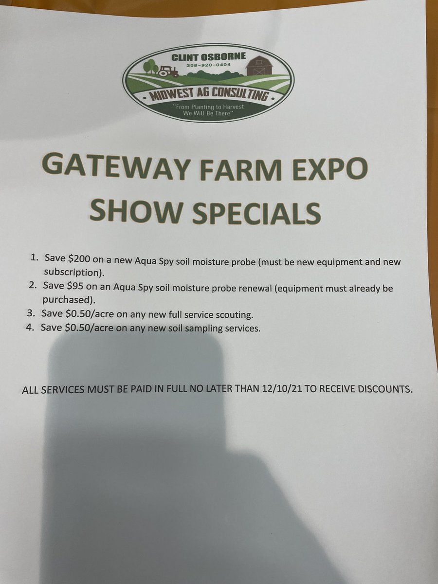 midwest_ag's tweet photo. Don’t miss out on our special pricing during the gateway farm expo.  This is only good during the show.   @aquaspy   And stop by the booth and register to win the grand prize will be announced later you don’t want to miss out.  @OhldeSeed @varimaxllc https://t.co/i0sE6F1liL
