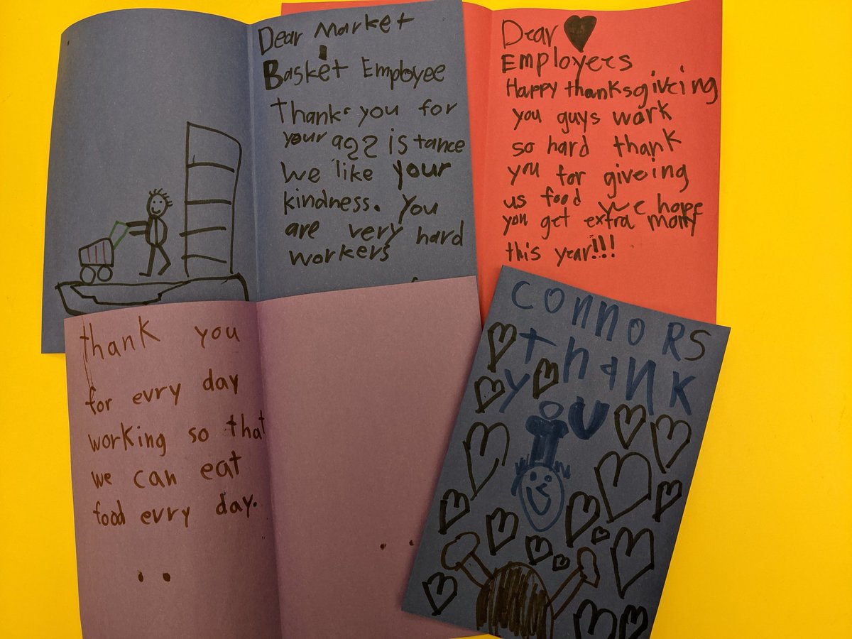 At the 2nd station, ea grade made thank you and/or Thanksgiving cards for community organizations. We're going to fill a lot of people's buckets for the Thanksgiving season! This was a great way for #fullermeadow &amp; #howemanning students to spread kindness in their community.(2/3)