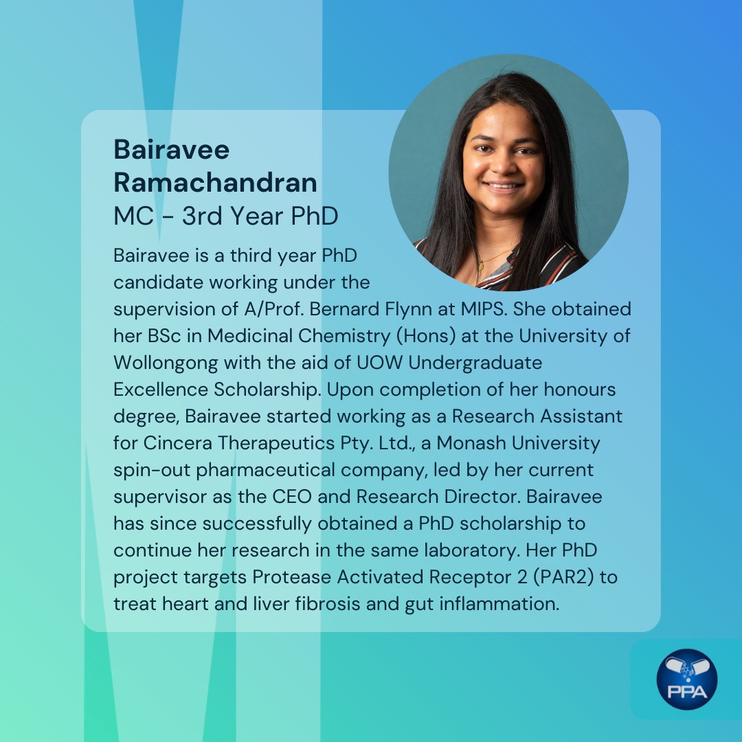 PharmPostgrads's tweet photo. Introducing our third lot of 4 Oral Presenters for tomorrow's #HDRSym2021, @MatthewChallis8, Bairavee Ramachandran, @CaelyChen &amp; @7anessa . https://t.co/Isq7mFGH1N