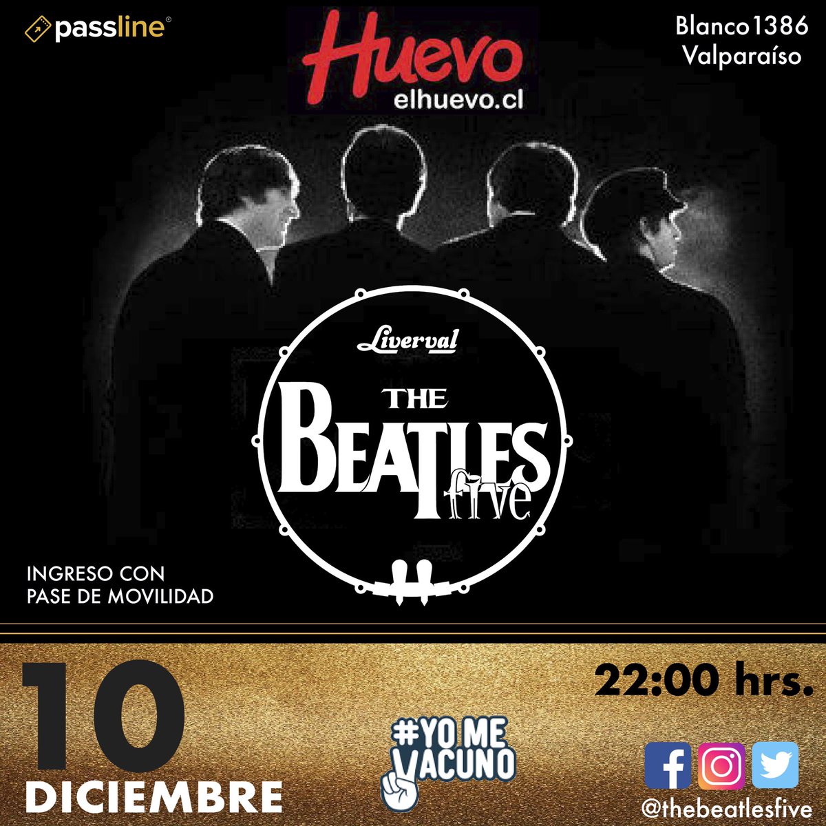 Los esperamos el 10 de Diciembre a la 22:00 hrs. En Huevo Pub. Valparaíso!!! #huevovalpo #thebeatlesfive #valparaiso #TheBeatles