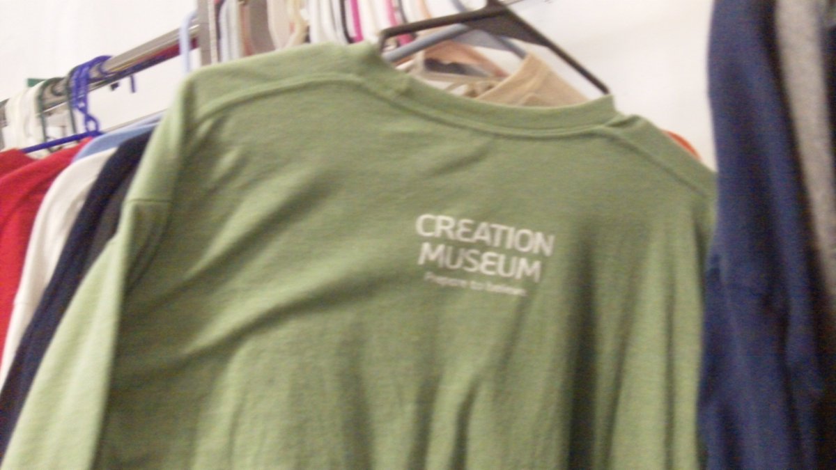 ZazousLes's tweet photo. I found several cool t-shirts including one from the Devil's Kettle Brewing in Athens, Ohio. The best of the lot was a shirt from the Creation Museum--another gift to The Museum of Weird and Demented Religious Tracts.

@DevilsKettleOH @WeirdTracts #SpeechlessTheArtist #HAnon https://t.co/m1ufWKM8dH