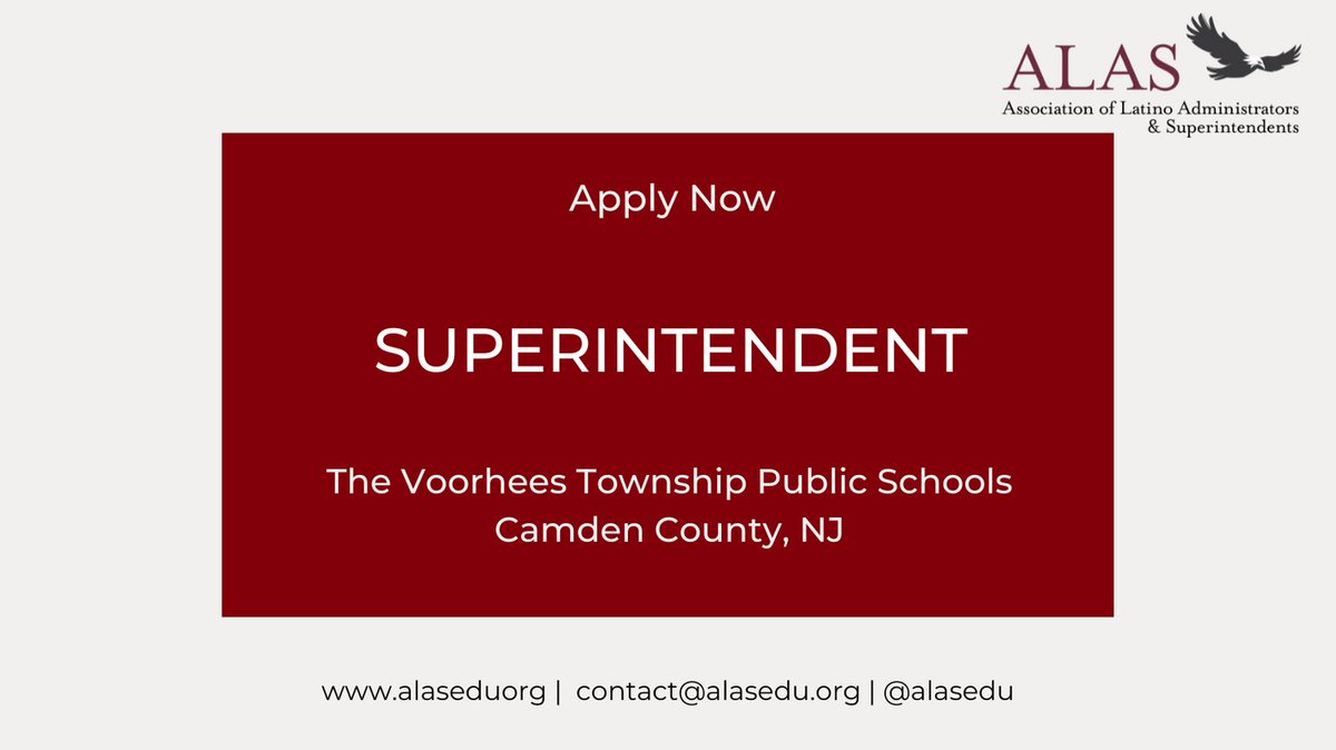 ALASEDU's tweet photo. The Voorhees Township Public Schools located in New Jersey is Hiring! Apply now at: 

https://t.co/71lteyNC8J

@ALASEDU

#ALASJobPosting https://t.co/Z3bP0y9BrW