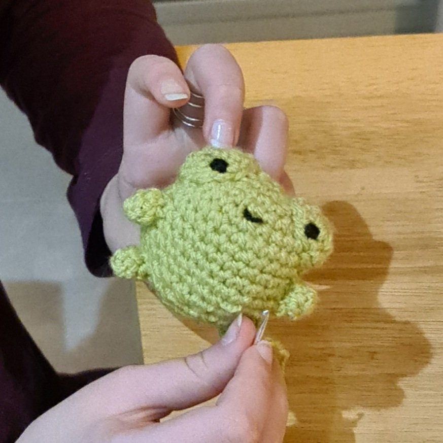magpie_gems's tweet photo. My 11 year old just made a cute frog toy. Looking for a name for it. Any ideas? #cutetoy #lookingfornames #nameme #knitting #crochet #ireland #handmadetoy https://t.co/MokHJPImWa