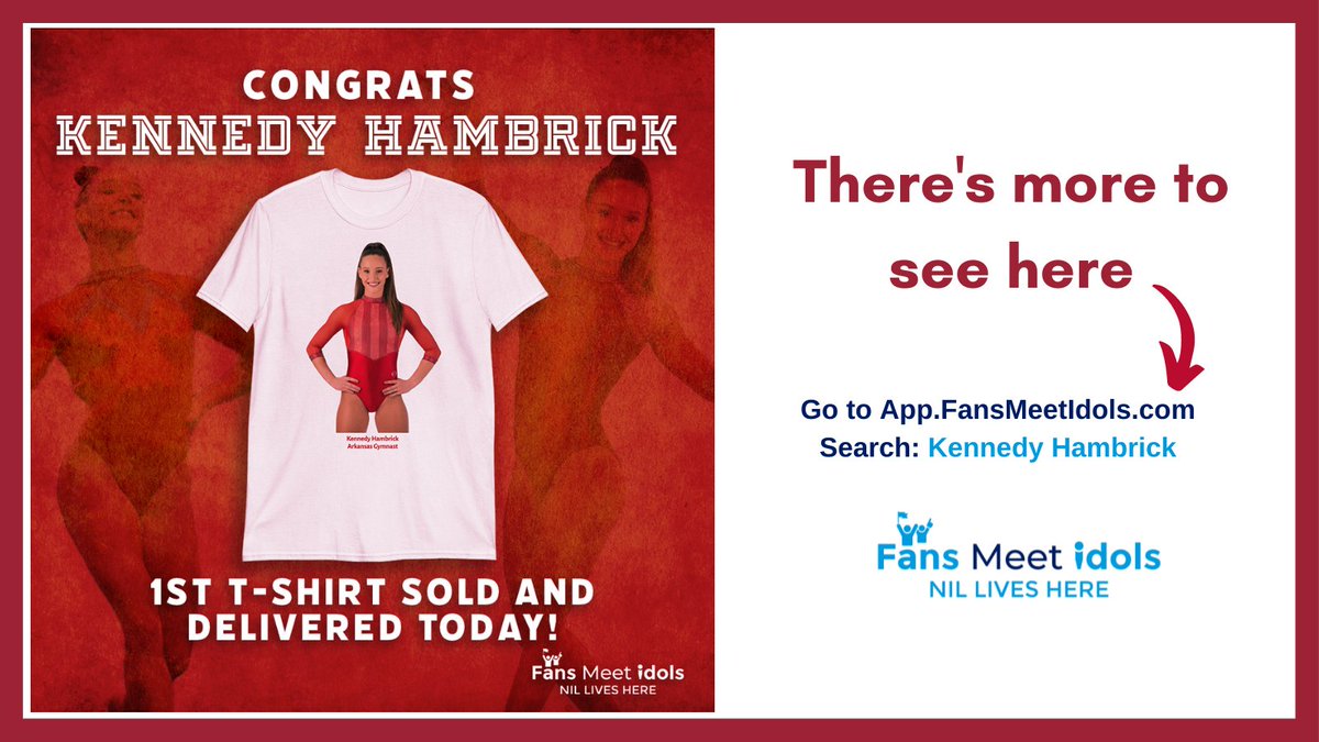 FansMeetIdols's tweet photo. Congrats to @ken_gymnast w/ @RazorbackGym on getting her 1st TShirt order!  Check out her Merch and other fun items at https://t.co/wKCKgEhGmo #woopigsooie #razorbacks #NILLivesHere https://t.co/PDivJrp8nd