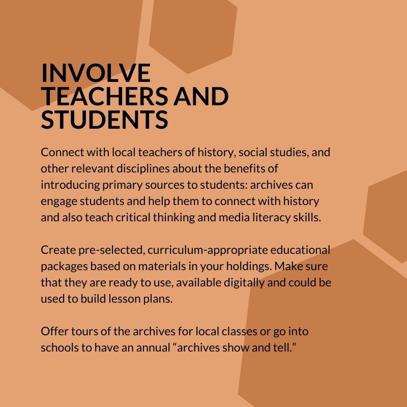 archivesassocbc's tweet photo. Our next Archives Awareness Week post is all about Working with the Public! Never miss an opportunity to educate your community and share your excitement about what they can discover in your holdings. #BCAAW2021 https://t.co/6UDDqzlKDI