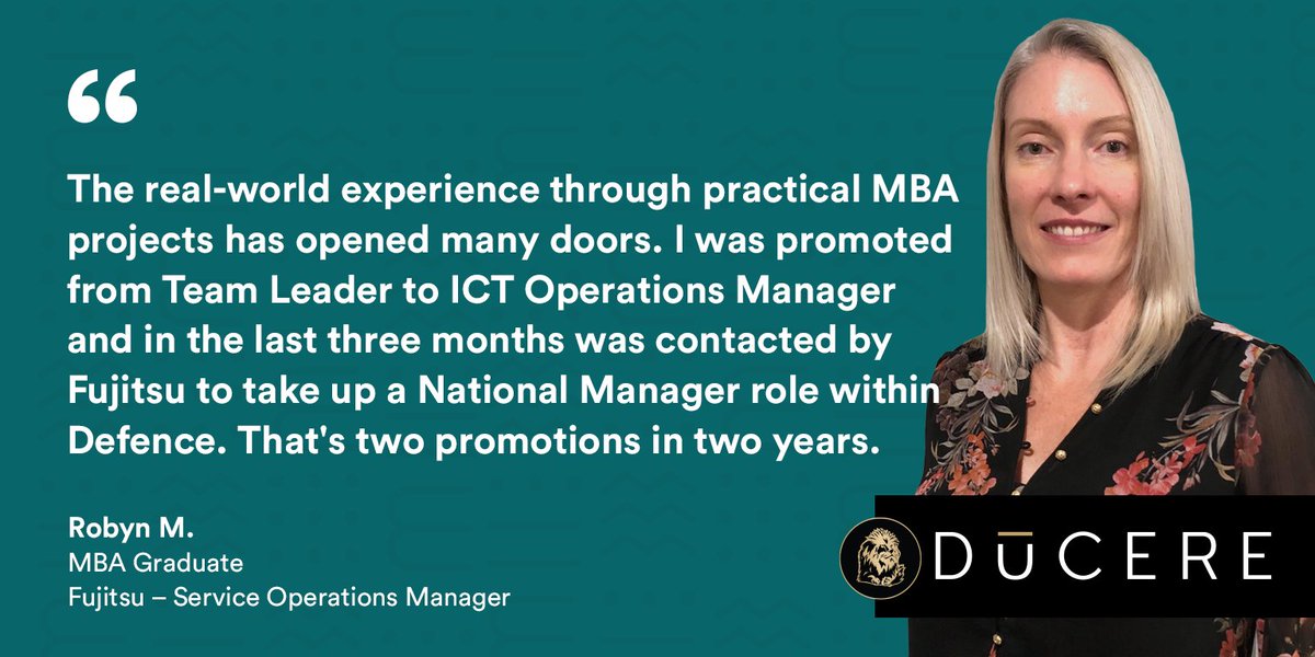Hear from our incredible student Robyn, who is making strides in her career by utilising the practical project-based experience she gained from her Ducere MBA. 
.
.

#StudentsofDucere #OnlineMBA #CareerGrowth