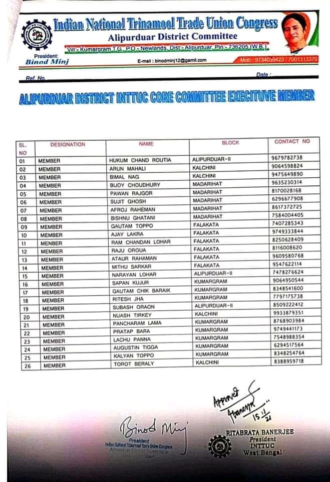 AITCAPD's tweet image. #Alipurduar #KalchiniBlock #TMYC #TMCP_jindabad
Heartly❤️ Congratulations🎉 to All Newly appointed 🎉INTTUC District Committee Members, Blocks President, IT- Team and members. 
@RitabrataBanerj @AITCofficial @abhishekaitc @MamataOfficial @AlipurduarDm @SPAlipurduar @ChikPrakash