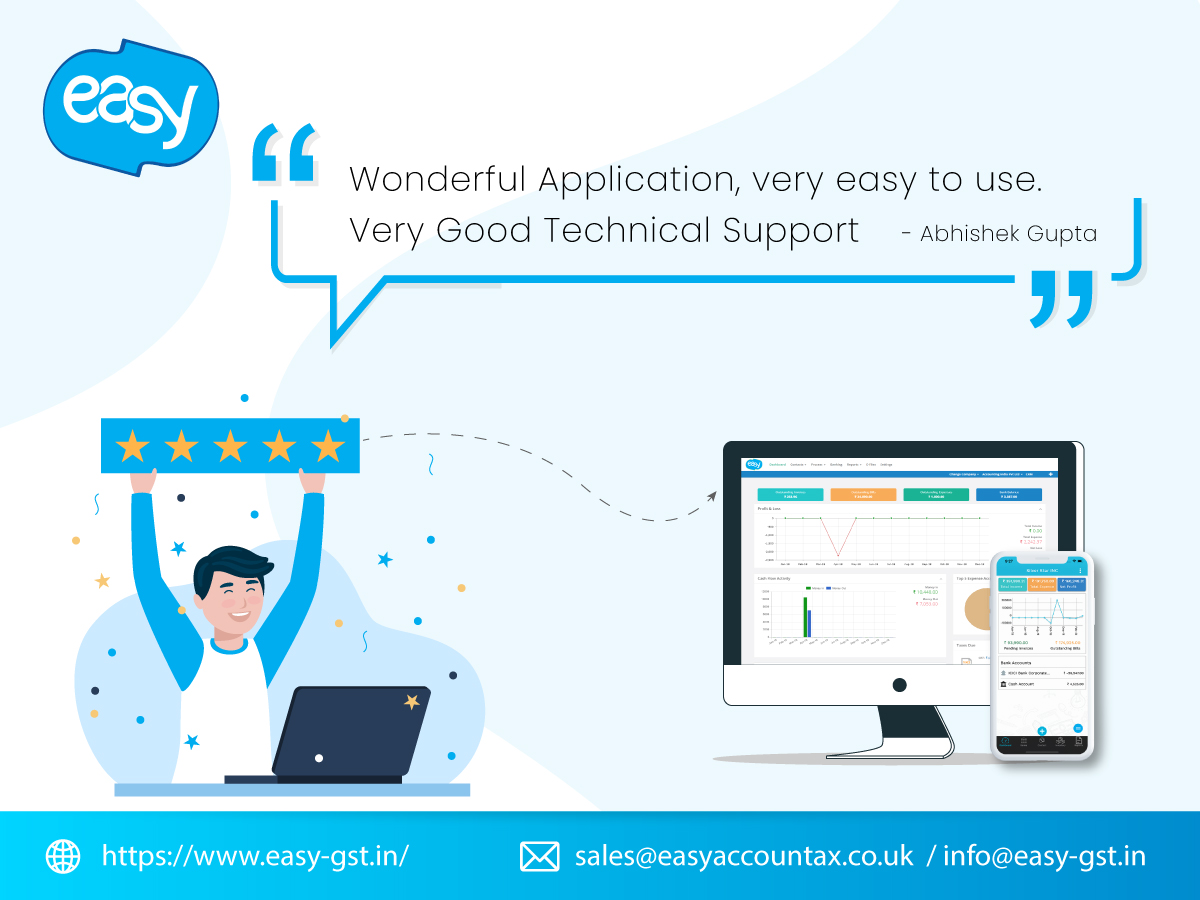 easyoncloud's tweet photo. Easy GST Accounting Software and App - Abhishek Review - 50K+ Trusted Customer in India

Contact us &amp; get a free trial now!
🌐 https://t.co/Gi4hOx6By5
📩 sales@easyaccountax.co.uk

#easygst #onlineaccountingsoftware #smallbusinessowners #accountingapp #gstsoftware #salessoftware https://t.co/T3osPHHLyt