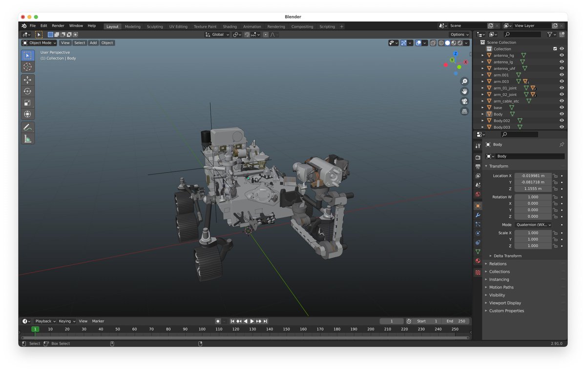 BurningThumb's tweet image. Have you ever wanted that 3D model of Perseverance in FBX format?  I did and so I have converted the file and extracted the textures. It opens nicely in #Unity3D and #Cheetah3D. You can find out more, as always, on patreon.com/burningthumb