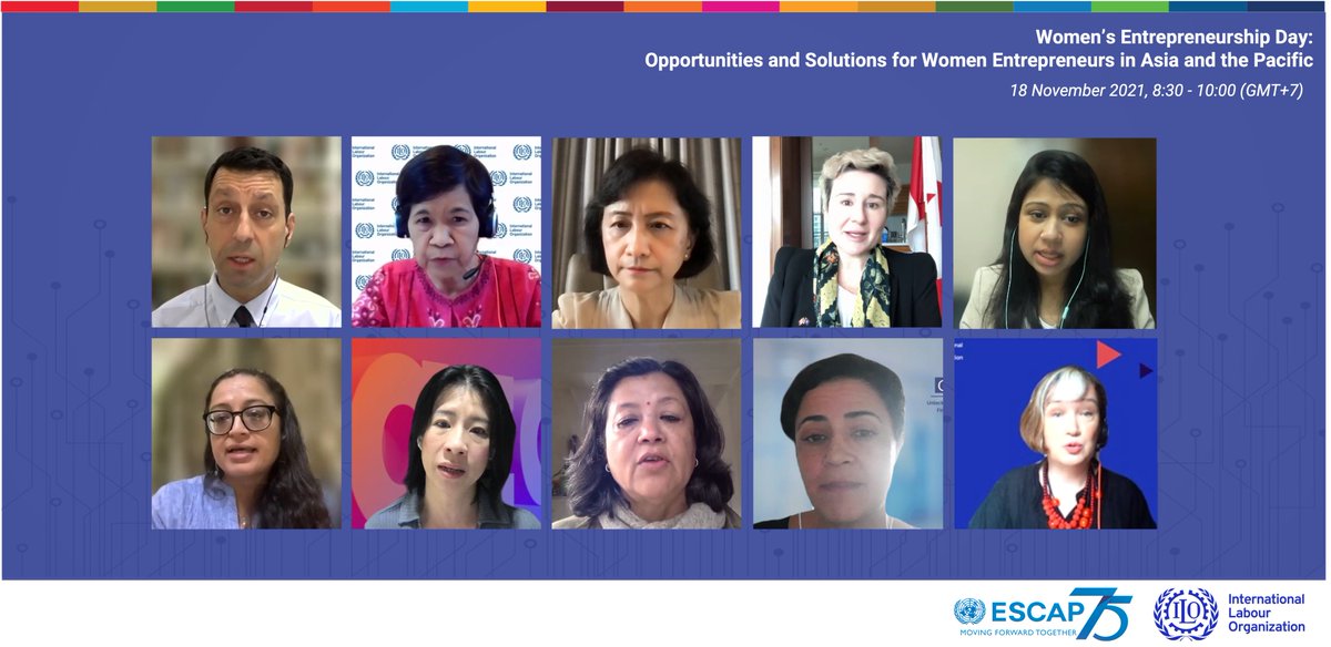UNESCAP's tweet photo. Experts from #AsiaPacific discussed the opportunities and solutions to address escalated challenges faced by women entrepreneurs in context of #COVID19. Harnessing multi-stakeholder partnerships in scaling up these solutions will strengthen #WomensEntrepreneurship in the region. https://t.co/VIeBEz4hk4