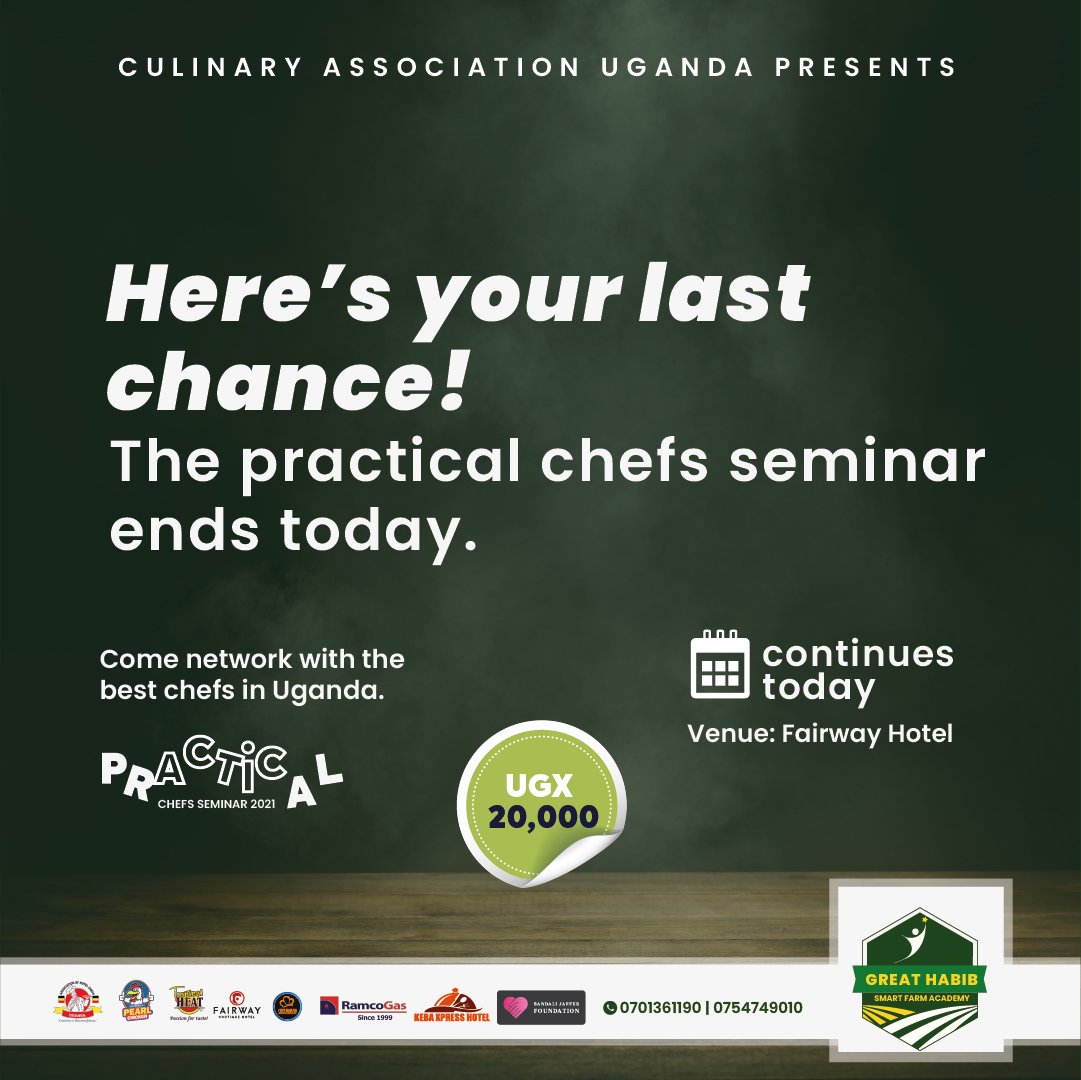 ghsfacademy's tweet photo. Day 3! And this is the last one of the #Practicalchefseminar2021.Dont you miss this chance.
Come experience Culinary talents @fairway_hotel

#hotels #visituganda #restaurants #foodies #forkingaroundtown #cheffingitup #chefs https://t.co/Bf0SJkZIKh