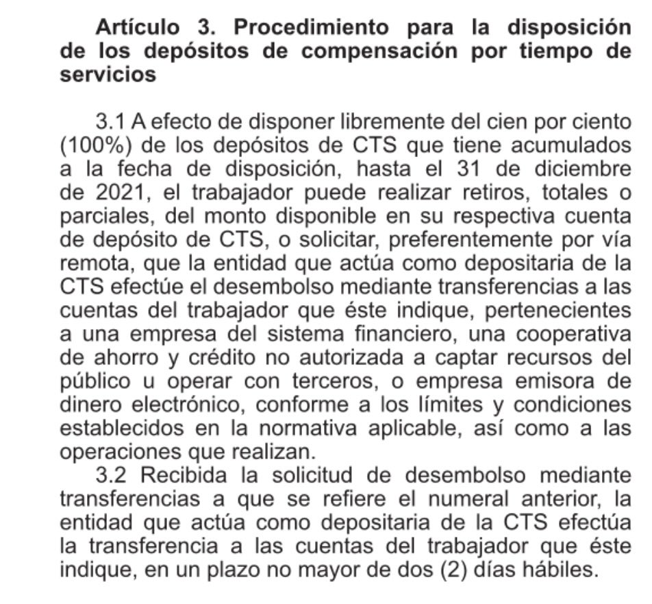 carlosrosasvas1's tweet photo. #DatoLaboral
Recordemos que la Ley 31171, reglamentada por el D.S. 010-2021-TR, AUTORIZA el retiro de hasta el 100% de la CTS hasta el 31/12/2021
Asimismo, el 15/11/2021 venció el plazo para que los empleadores puedan realizar el abono de la 2da armada (medio sueldo) de la CTS. https://t.co/UJlgjLb0fS