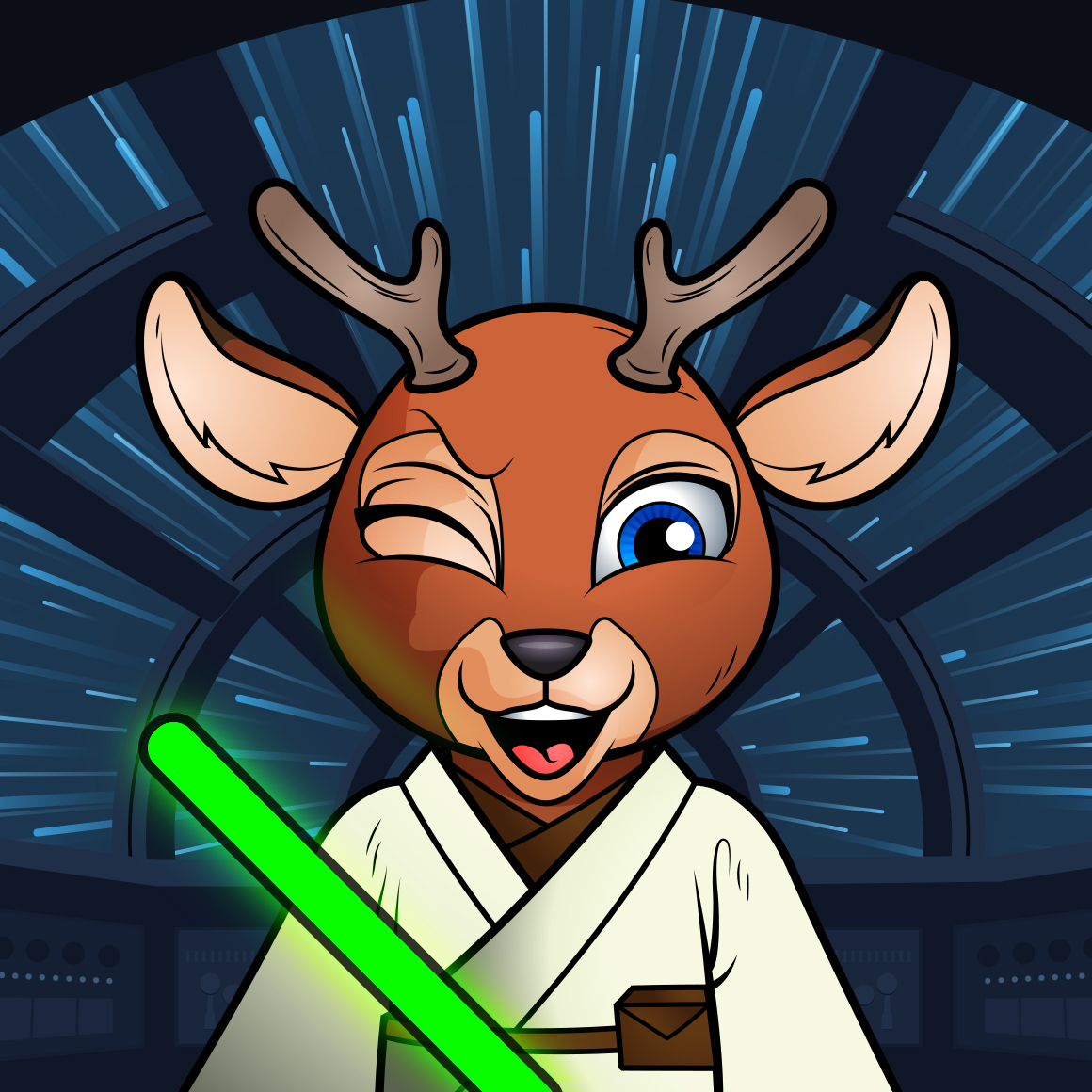 DarlingDeersNFT's tweet photo. So proud to auction off a special edition #LunaNFT to support an awesome family's recovery. Thanks to @angelprotocol, @Speicherx and @ProtocolTalis.
For #ProjectMitch—check out this Jedi Deer / Millenium Falcon. Auction starts at 1pm UTC / 5am PST. https://t.co/lhawjDLh0R