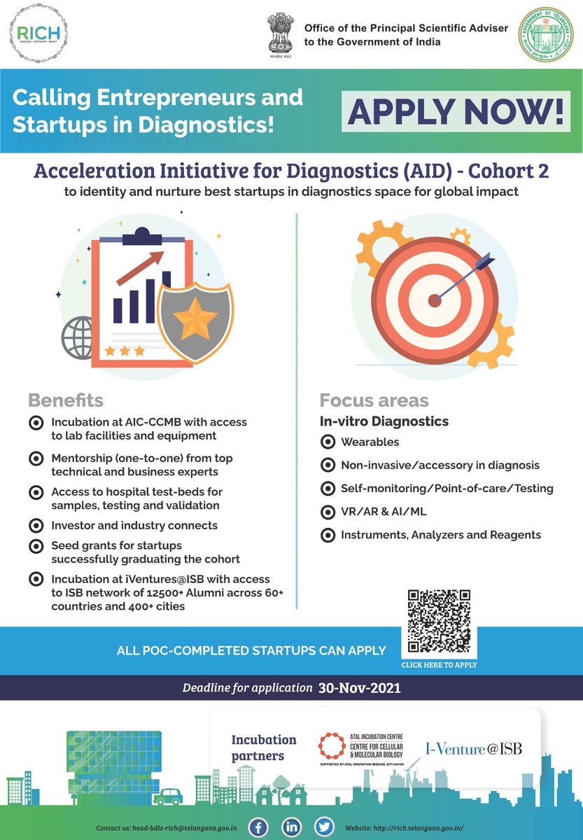 RICH_Hyd's tweet image. After the resounding success of #AIDProgram Cohort 1, RICH is back with more exciting opportunities for #entrepreneurs. So if you are a #medtech #innovator, here&apos;s your chance to apply for #AID2, our 2nd Cohort 
Know More ow.ly/Q9v650GQw86

Apply Now ow.ly/rQER50GQw87