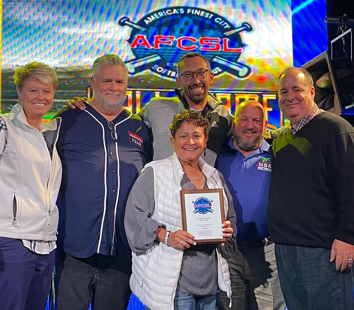 usasoftballsoca's tweet photo. Congratulations to USAS Socal umpires, Sandi Diaz and Krefeld Harsha, for their well deserved induction into the America’s Finest SoCal Softball League (AFSCL).  
#USASoftballSoCal https://t.co/EY9zSYEzFj