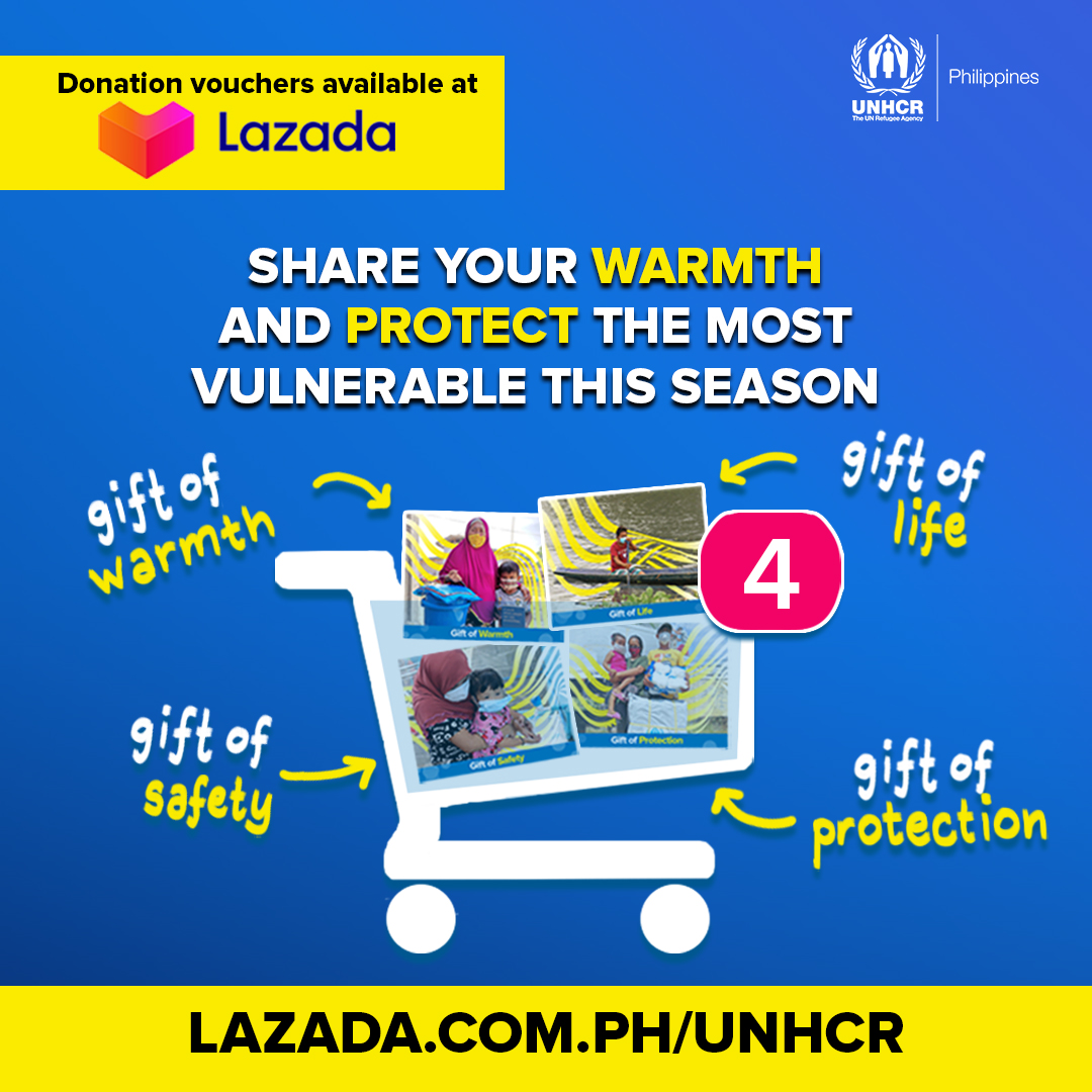 UNHCRPh's tweet photo. Did you know that you can easily #donate to UNHCR via #LazadaForGood?
Give a gift that can save lives and help the most vulnerable mitigate the effects of climate change.
💙 Add our vouchers to your carts now ➡️🛒 https://t.co/ER4wzIEv5f https://t.co/RfHX1IpZJ5