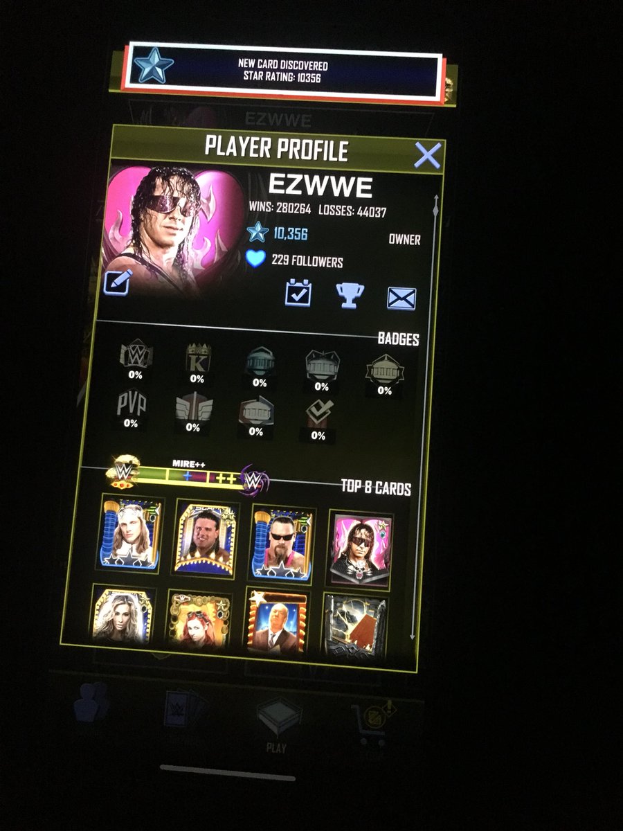 EZil84's tweet photo. Thanksgiving comes early, because I just quit #WWESupercard cold turkey. Going out on top with the most cards out of any player with 10,356 stars. See you never. Goodbye forever. 🖕🏻🤴🏻🖕🏻🌟EZWWE https://t.co/UxLdd0NEM0