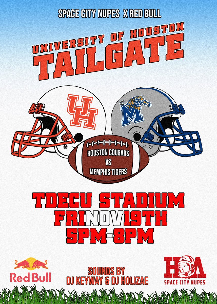 SpaceCityNupes's tweet photo. SpaceCity Nupes X Red Bull tailgate this Friday, then Saturday we got a flag football charity event! It’s safe to say SpaceCity is here to make sure you have a great time🕺🏾🤩 Please fill out the google form below to participate in the football tournament⬇️ https://t.co/Ho3v42tbFn