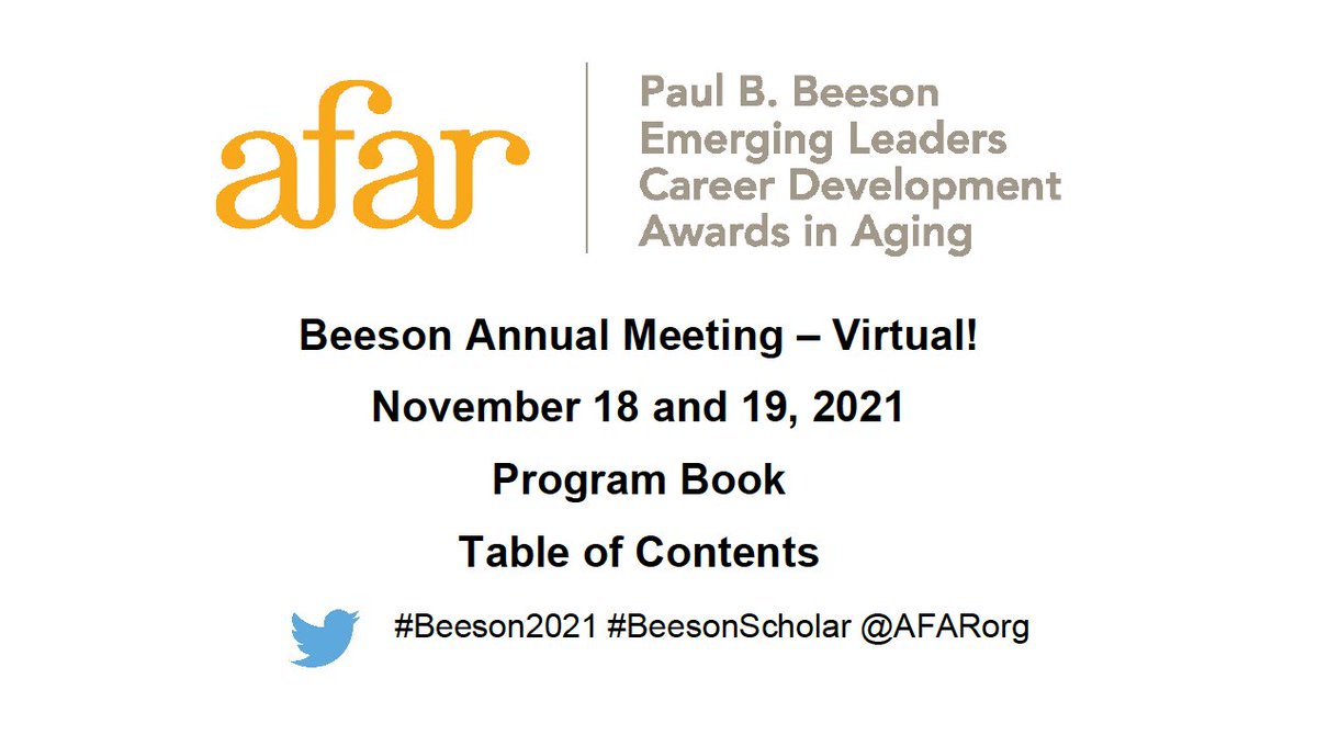 Thomas Gill (@mrdisability) on Twitter photo What's next on the docket for our colleagues <a href="/AFARorg/">AFAR</a>? Of course, it's the 2021 Beeson Annual Meeting. This year's mini-theme is geroscience. Can't wait. Several sessions are open to the scientific community. Please join us. <a href="/PepperOAIC/">The Pepper OAIC Coordinating Center</a> <a href="/rccnaging/">Research Centers Collaborative Network (RCCN)</a> <a href="/AgingInitiative/">The AGING Initiative</a> <a href="/DeprescribeUS/">US Deprescribing Research Network (USDeN)</a> What's next on the docket for our colleagues <a href="/AFARorg/">AFAR</a>? Of course, it's the 2021 Beeson Annual Meeting. This year's mini-theme is geroscience. Can't wait. Several sessions are open to the scientific community. Please join us. <a href="/PepperOAIC/">The Pepper OAIC Coordinating Center</a> <a href="/rccnaging/">Research Centers Collaborative Network (RCCN)</a> <a href="/AgingInitiative/">The AGING Initiative</a> <a href="/DeprescribeUS/">US Deprescribing Research Network (USDeN)</a>
