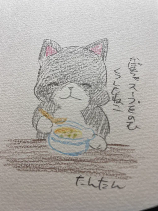かぼちゃスープをのむ
くつしたねこ

#イラスト #猫 