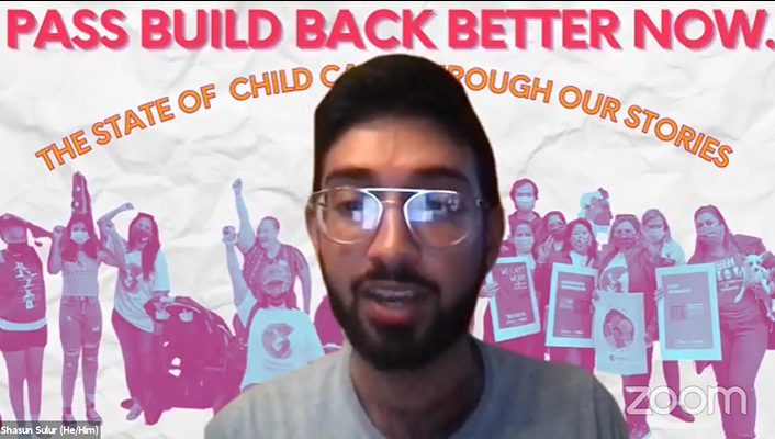CommChangeAct's tweet photo. Shasun gives us an update on what's happening with #childcare legislation.

"The fight is not over yet. We are going to be doing one push at the close of this call... [to] make sure that next week, as Congress is voting, that they know what our experiences are." 

#BuildChildCare https://t.co/RIxZprZWz3