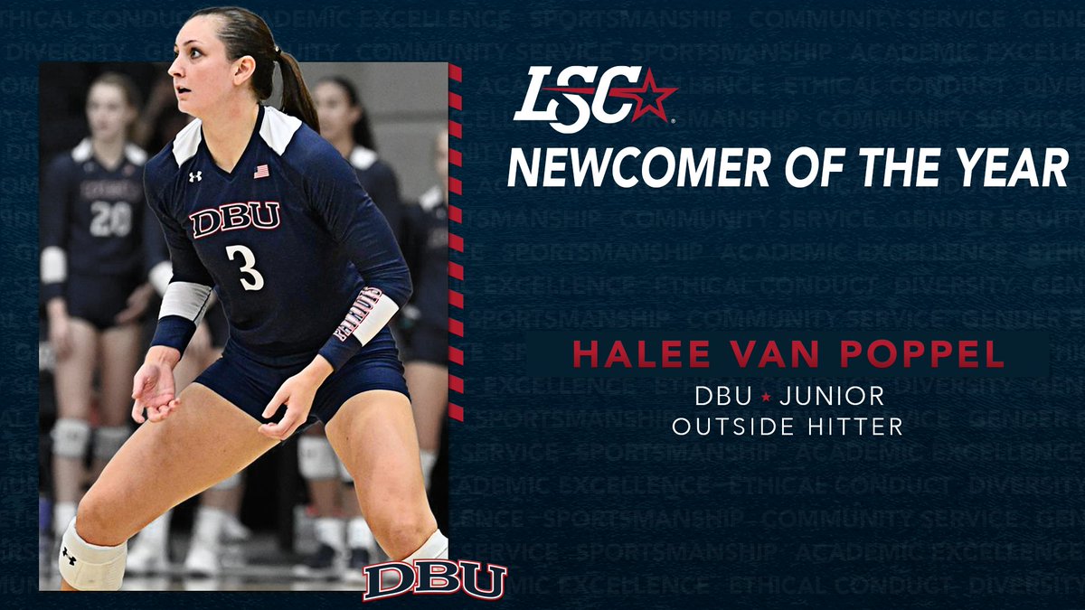 LoneStarConf's tweet photo. Congratulations to 2021 #LSCvb Newcomer of the Year Halee Van Poppel of @DBUAthletics! 🏐

🔗 https://t.co/AFTp75Afi2 https://t.co/btElSg8jsA
