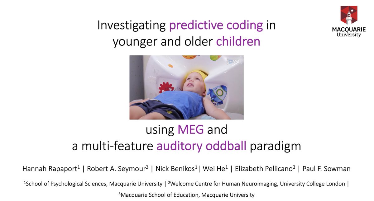 Excited to be presenting some of my PhD work today at #acns2021! Session titled: 'Investigating #predictiveCoding in younger and older children using #MEG and a multi-feature auditory oddball paradigm'.