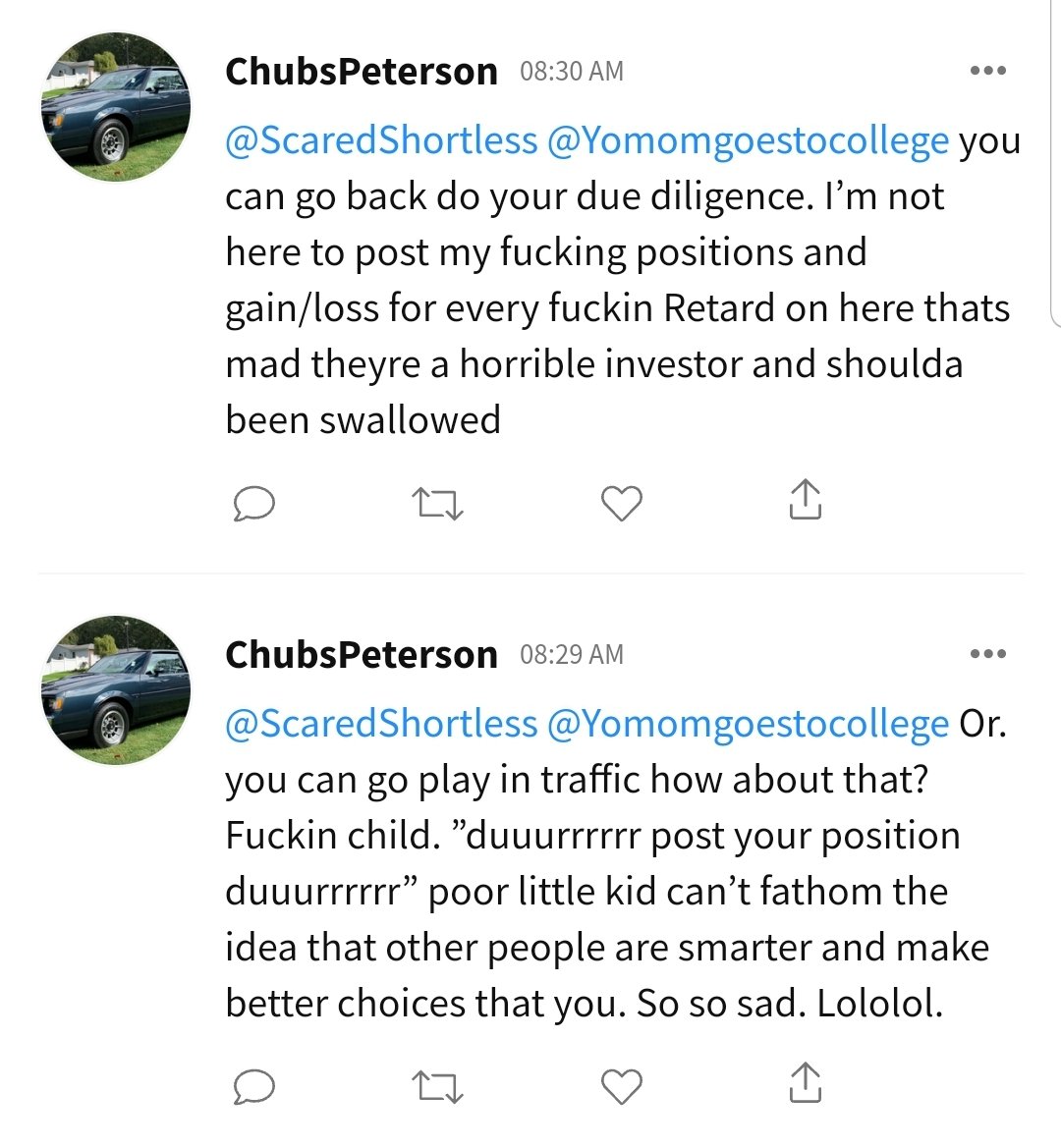 ShortlessScared's tweet photo. This is the standard IQ of a $Wish basher these days. This gives me even higher conviction that I'm on the right side of the trade! 

#wishstock #wish #wishshopping #stocks #investing #stocktrading #stockinvesting https://t.co/U61yaScgaP