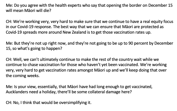 marcdaalder's tweet photo. Asked Chris Hipkins about the impact of opening the Auckland boundary on Māori: https://t.co/9me6enzQTN