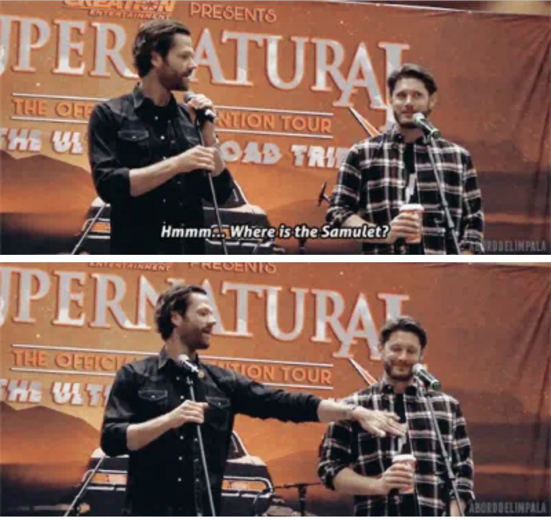 caz17_04's tweet photo. Jared had the samulet, When Jensen FINALLY got back home, after a ‘hell’ish 7 months apart, Jared gave it back to him

Same way Sam has the Samulet whilst dean was in hell &amp; when Dean FINALLY got back home, months later, sam gave it back to him.

Yeah, don’t think about this💔😭 https://t.co/eseemD2L3H