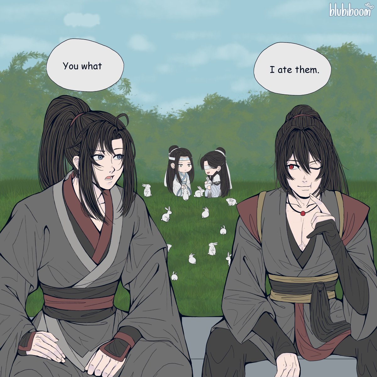 blubiboom's tweet photo. So, I'd saved this old tweet from Cake for a long time ago, but just drew it now. 

I don't regret anything, XY doesn't either.
The dogs now respect him.🐕

#魔道祖师 #薛暁 #XueXiao #WangXian #WeiWuxian #XueYang #LanWangji #XiaoXingChen #MDZS #IShouldStop https://t.co/bbBIP3NkKf