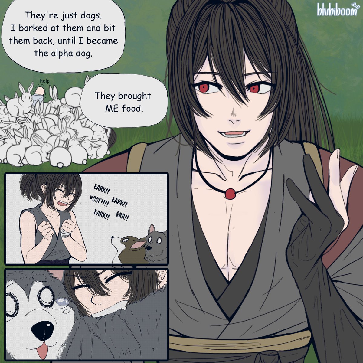 blubiboom's tweet photo. So, I'd saved this old tweet from Cake for a long time ago, but just drew it now. 

I don't regret anything, XY doesn't either.
The dogs now respect him.🐕

#魔道祖师 #薛暁 #XueXiao #WangXian #WeiWuxian #XueYang #LanWangji #XiaoXingChen #MDZS #IShouldStop https://t.co/bbBIP3NkKf