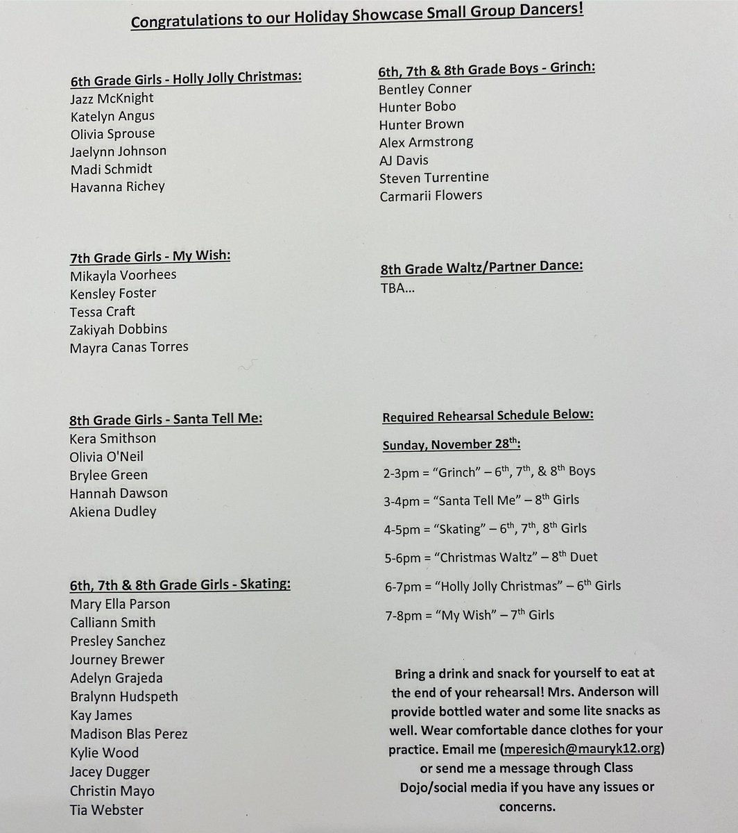 Congratulations  dancers! I’m so proud of ALL who auditioned today! Thank you to our guest judges for all your assistance as well. Information letters will be sent out tomorrow with specific practice times for Sunday, November 28th. See you soon! 💃🎄🕺🏾 #dancefamily