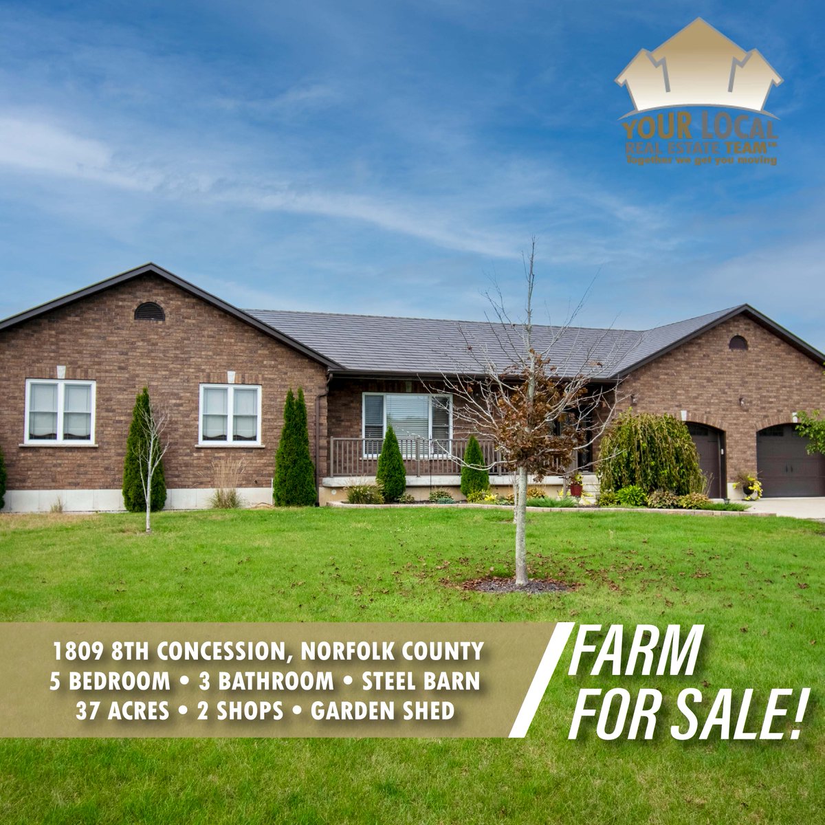 YLRETeam's tweet photo. This Norfolk County farm has so much to offer including a pristine brick ranch-style home, large steel barn, 2 shops, garden shed, and approximately 37+/-acres of workable land. . This property is a must see! #yourlocalrealestateteam #eriesedge #eriesedgerealestate https://t.co/NFYM3QrAUI