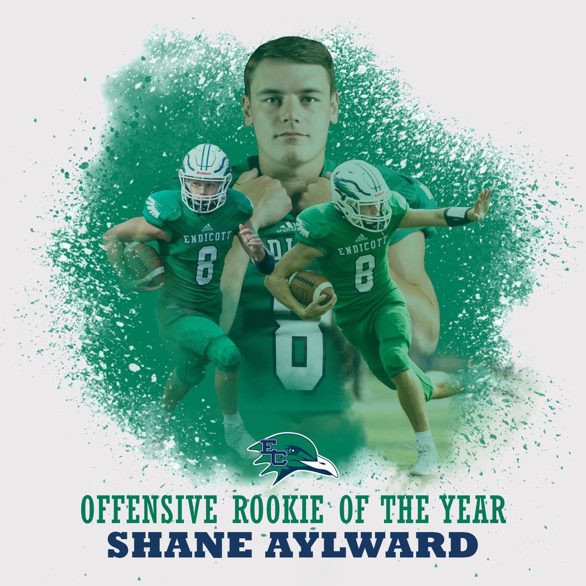 EndicottFB's tweet photo. Congratulations to Shane Aylward on being named @CCC_SportsFB OFFENSIVE ROOKIE OF THE YEAR‼️

🔵 5x Offensive Rookie of the Week
🔵 1x Offensive Player of the Week
🔵 1st in the conference with 59 receptions

#BeachBall 🏖🏈
#RI21NGTIDE 🌊 https://t.co/FgTbog3U2o