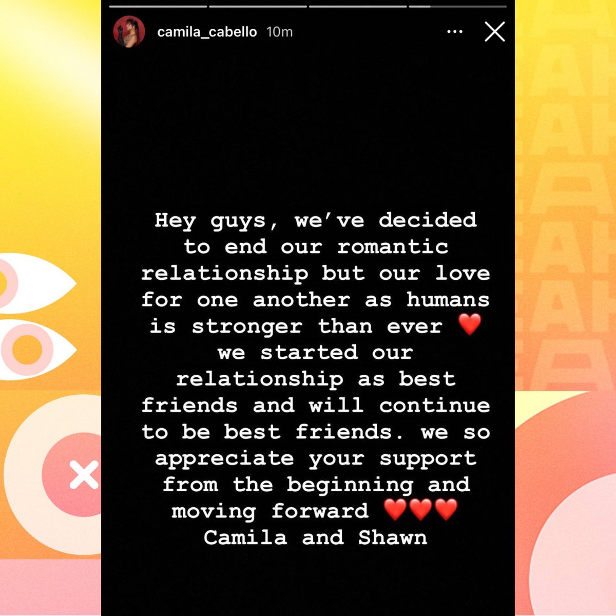 PopCrave's tweet photo. Camila Cabello and Shawn Mendes have just announced their breakup in statements. 💔 https://t.co/gRyARUOFmv