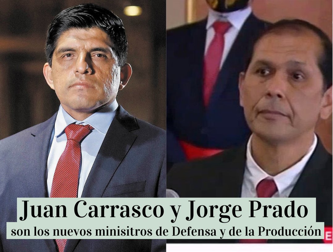 NotitiaU's tweet photo. Juan Carrasco y Jorge Prado son los nuevos ministros de Defensa y Producción, respectivamente.
.
.
.
.
#ministrodedefensa #ministeriodedefensa #ministeriodelaproduccion #ministrodelaproduccion #ministrosperu #ministerios https://t.co/3qgMJSb0LW