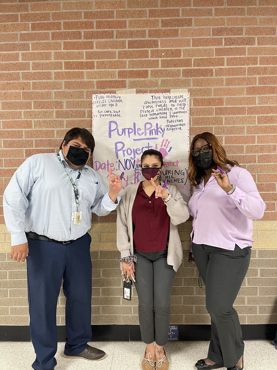 ConsejeraGuzman's tweet photo. Purple Pinky Project &amp; Purple-(ish) Shirt for @GsaChavez  #PolioAwareness @LobosInteract @ChavezHS_HISD @_CHS_Counselors @ChavezHSWrap https://t.co/soYyO9H4eL