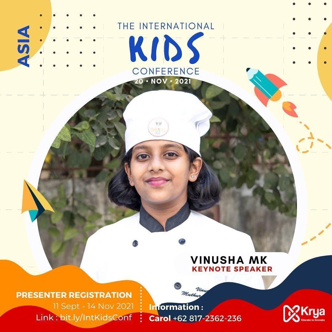 Vinushamk2's tweet image. As a speaker in International Kids Conference organised by #krya 

#vinushamk #fourseasonspastry #vinushasbakingkit