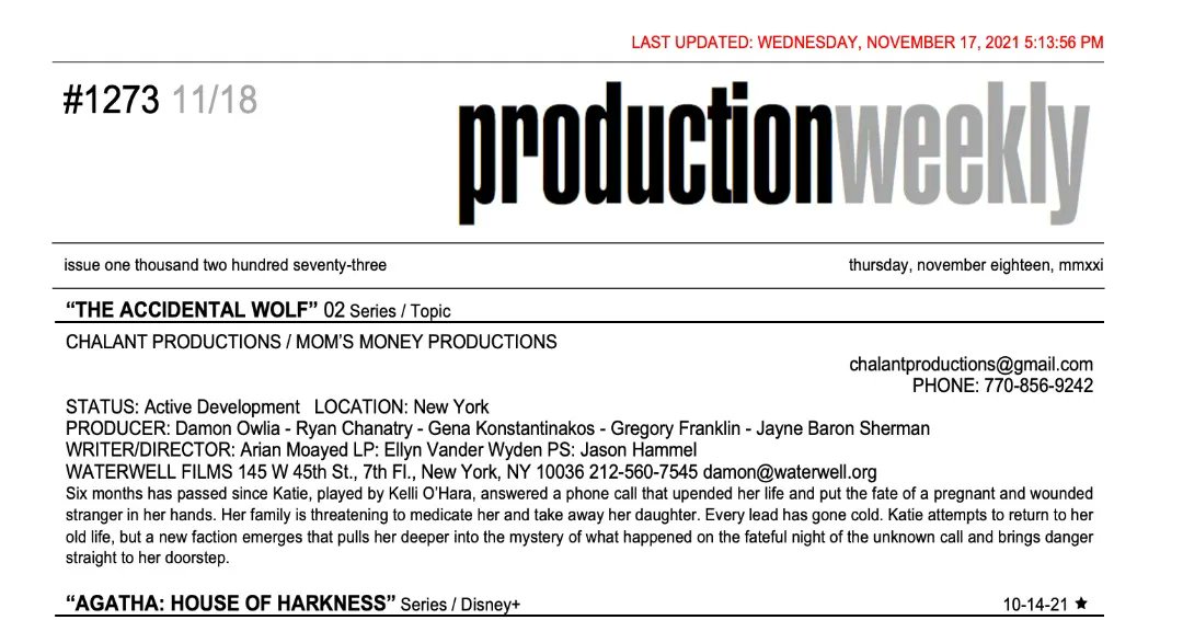 #RT <a href="/prodweek/">Production Weekly</a>: Production Weekly - Issue 1273 - Thursday, November 18, 2021 / 114 Listings - 26 Pages - Production Weekly buff.ly/3263evv