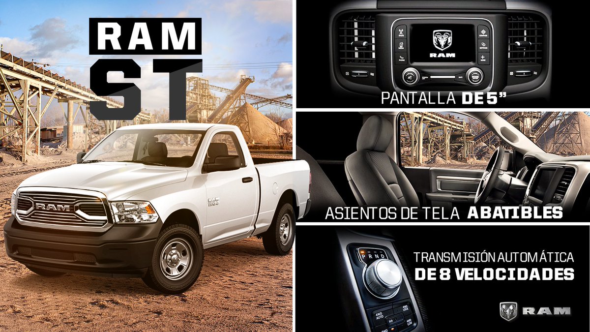 RAM_MX's tweet photo. Nuestras pickups comerciales son perfectas para las largas jornadas de trabajo pesado, no solo por sus capacidades, sino por el confort que incluyen. 💪🏻😎

¿Te gustaría avanzar con la fuerza de #RAMST? 
Visita el showroom de este modelo: 👉🏻
https://t.co/BOKFtRUr9H
#RAMComercial https://t.co/Zli0q9YpTr
