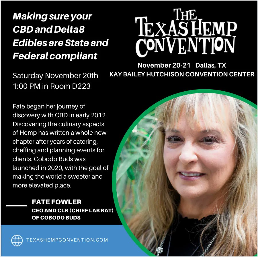 TexasHempCon's tweet photo. DONT MISS! Learn all about #Delta8 and formulating compliant #edibles this weekend at #THC2021

Hundreds of exhibitors, dozens of educational sessions all in Dallas, Texas Nov 20-21 at the Kay Baily Hutchinson Convention Center

Tickets &amp; Details at https://t.co/k2E0VnkF2a https://t.co/TzNaXefXyJ
